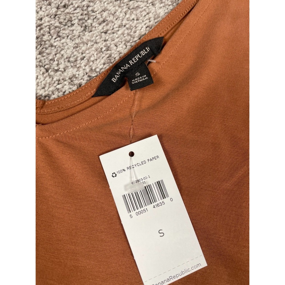 Banana Republic Dress Womens Small Orange Tank Midi Modal Belted Boho Beach NEW - Picture 3 of 11